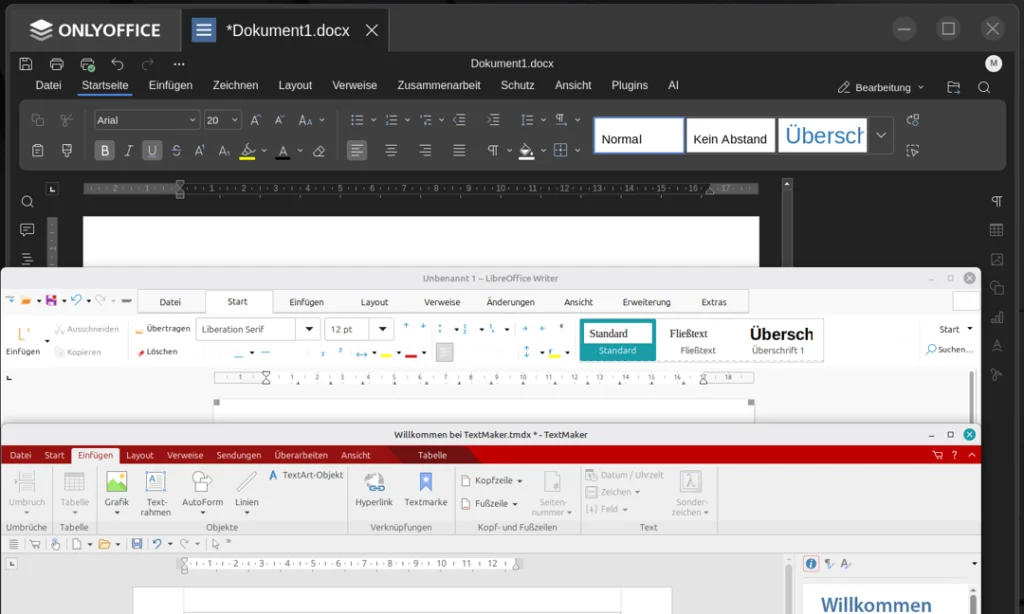 Office Alternativen wie OnlyOffice, LibreOffice oder Sofmaker Office / FreeOffice